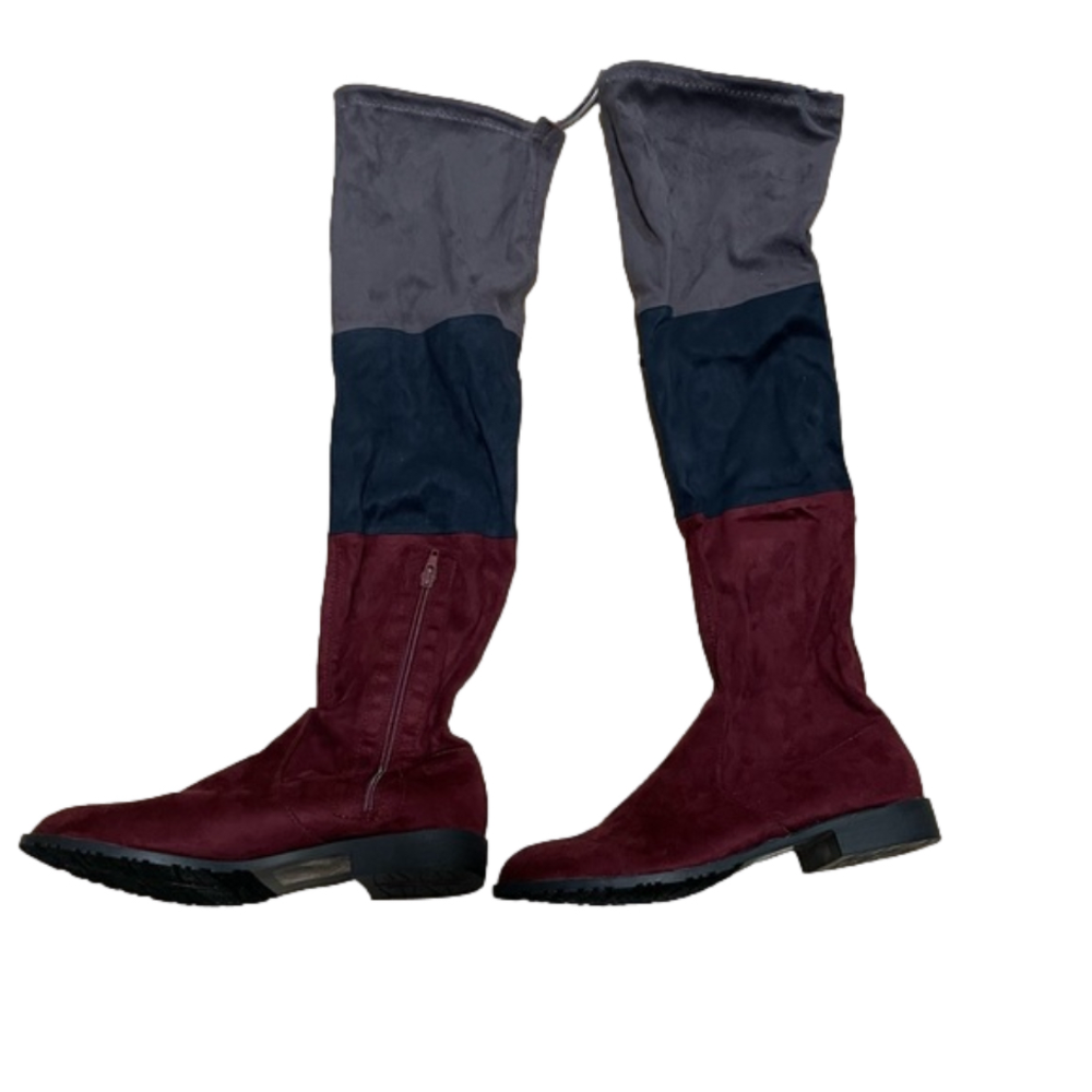 Yoki Knee-high Tri-colour Pull-on Boot Size 9 NWOT